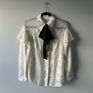 Mint Velvet cream lace long sleeve top